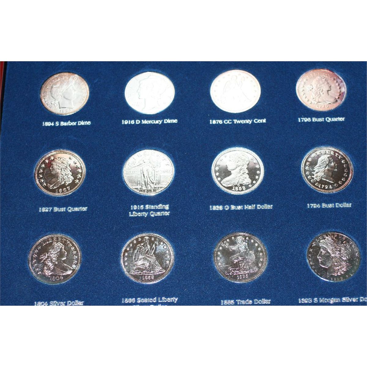 tribute to america's greatest silver coins, medal set in display box