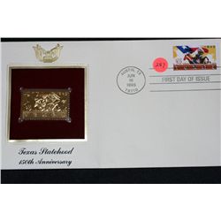 texas statehood 150th anniversary, first day issue stamp replica & stamp
