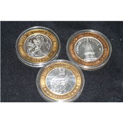 harrah's casino limited edition, two tone $10 gaming token, lot of 2 & venetian casino limited editi