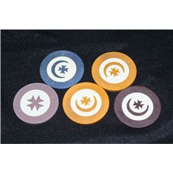 vintage poker chips, lot of 5