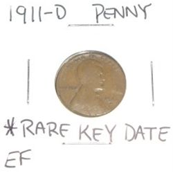 1911-D Lincoln Penny *EXTREMELY RARE KEY DATE EXTRA FINE GRADE*!!!