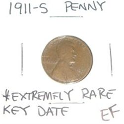 1911-S Lincoln Penny *EXTREMELY RARE KEY DATE EXTRA FINE GRADE*!!!