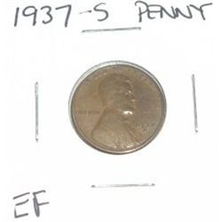 1937-S Lincoln Penny *EXTRA FINE-40 GRADE*!!