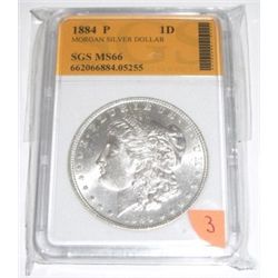1884-P Morgan Silver Dollar *RARE CERTIFIED MS-66 by SGS*!!