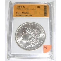 1884-O Morgan Silver Dollar *RARE CERTIFIED MS-65 by SGS*!!