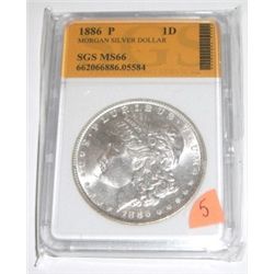 1886-P Morgan Silver Dollar *RARE CERTIFIED MS-66 by SGS*!!