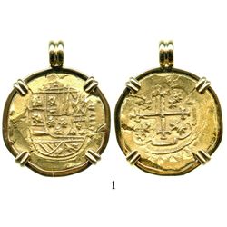 Mexico City, Mexico, cob 8 escudos, Philip V, assayer J (style of 1711-13), from the 1715 Fleet, mou