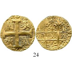 Lima, Peru, cob 4 escudos, 1750R, denomination "8," from the Luz (1752). S-L31; KM-A47; CT-93. 13.6