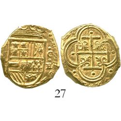 Cartagena, Colombia, cob 2 escudos, (1630)E, rare. S-C7; KM-4.6; CT-133. 6.7 grams. Choice and lustr
