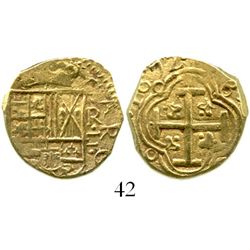 Bogota, Colombia, cob 2 escudos, 1672R, very rare with full and bold date. S-B21a; KM-14.1; CT-144.