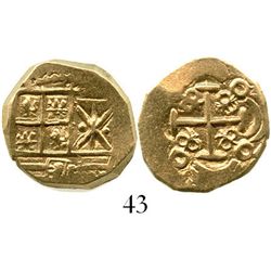 Bogota, Colombia, cob 2 escudos, Charles II, no assayer (1690s). S-B24; KM-14.2. 6.8 grams. Choice f