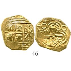 Bogota, Colombia, cob 2 escudos, 1708(?), from the 1715 Fleet. S-B24; KM-14.2; CT-11. 6.9 grams. Lus