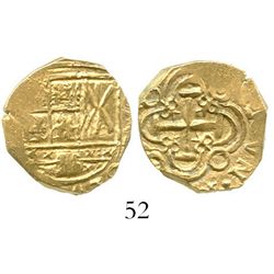 Bogota, Colombia, cob 2 escudos, posthumous Charles II, from the 1715 Fleet. S-B24; KM-14.2. 6.8 gra
