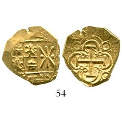 Bogota, Colombia, cob 2 escudos, posthumous Charles II, from the 1715 Fleet. S-B24; KM-14.2. 6.7 gra