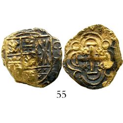 Bogota, Colombia, cob 2 escudos, posthumous Charles II, from the 1715 Fleet. S-B24; KM-14.2. 6.7 gra