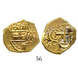 Bogota, Colombia, cob 2 escudos, posthumous Charles II, from the 1715 Fleet. S-B24; KM-14.2. 6.7 gra