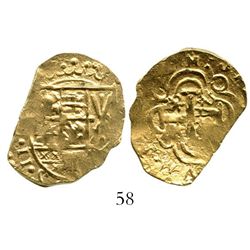 Bogota, Colombia, cob 2 escudos, posthumous Charles II, from the 1715 Fleet. S-B24; KM-14.2. 6.7 gra