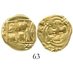 Bogota, Colombia, cob 2 escudos, late Philip V or Ferdinand VI (1740s), assayer not visible.  6.7 gr