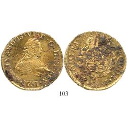 Santiago, Chile, bust 8 escudos, Ferdinand VI, 1751J, encrusted as from the Luz (1752). CT-72; KM-3.