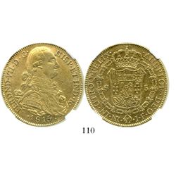 Bogota, Colombia, bust 8 escudos, Ferdinand VII (bust of Charles IV, 1815/4JF, encapsulated NGC AU 5