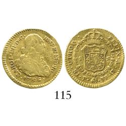 Popayan, Colombia, bust 1 escudo, Charles IV, 1798JF. CT-529; KM-56.2; Restrepo-85.14. 3.3 grams. Br