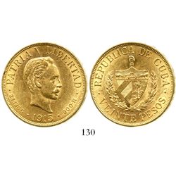 Cuba (struck in Philadelphia), 20 pesos, 1915, Jose Marti. KM-21. 33.4 grams. Lustrous but bagmarked