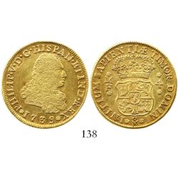 Mexico City, Mexico, bust 4 escudos, Philip V, 1739MF, ex-Eliasberg, rare. CT-243; KM-135. 13.5 gram