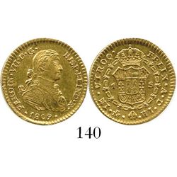 Mexico City, Mexico, bust 1 escudo, Ferdinand VII (armored bust), 1809HJ. CT-293; KM-121. 3.4 grams.