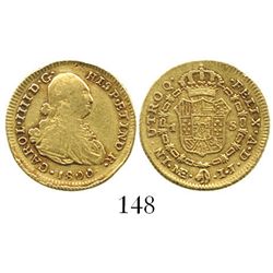 Lima, Peru, bust 1 escudo, Charles IV, 1800IJ. CT-477; KM-89. 3.3 grams. VF/XF, richly toned around