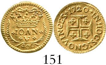 Lisbon, Portugal, 400 reis, John V, 1720. KM-201. 0.9 gram. Lustrous AU ...