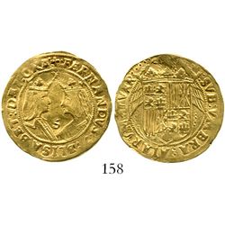 Seville, Spain, double excelente, Ferdinand-Isabel (1474-1504), X at top, S between busts. CT-78. 6.