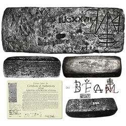 Large Potosi silver ingot, 90 lb 7.36 oz troy, Class Factor 0.9 (should be 1.0), dated 1622, from th