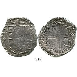 Potosi, Bolivia, cob 8 reales, 1622T, quadrants of cross transposed, backwards P punched over regula