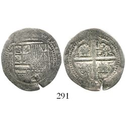 Potosi, Bolivia, cob 2 reales, Philip II, assayer B (1st period, "Lima style"), Grade 1. S-P4; KM-3.