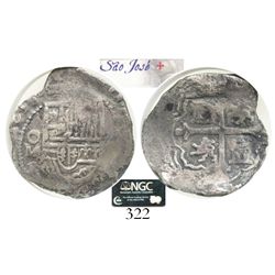 Mexico City, Mexico, cob 4 reales, 161(?)F, Grade 1. S-M17; KM-37.2.  Deeply toned all over, with bo