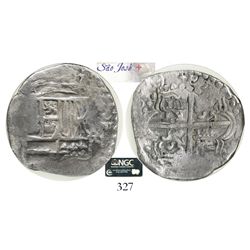 Potosi, Bolivia, cob 8 reales, (1)619(T), Grade 1. S-P21; KM-10; CT-133.  Solid and uncorroded speci