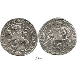 Westfriesland, United Netherlands, half "lion" daalder, 1616, mintmark lily, scarce. KM-22.1. 13.1 g