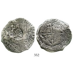 Potosi, Bolivia, cob 8 reales, (16)51E, with crowned-•F• countermark on shield. S-P36; KM-19b; CT-51