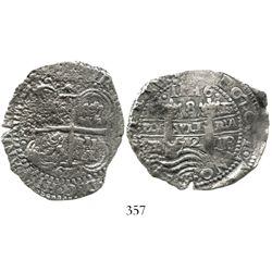 Potosi, Bolivia, cob 8 reales, 1652E, transitional Type VIII/B variant with unique motto as PLV-SVLT