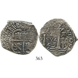 Potosi, Bolivia, cob 4 reales, 1653E, retrograde-4 denomination. Janson-24.1.3.; S-P37a; KM-18; CT-7