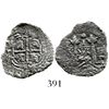 Image 1 : Potosi, Bolivia, cob 1 real, 1656E, pomegranate at top. S-P37a; KM-13; CT-1056. 2.4 grams. Bold pill