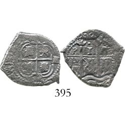 Potosi, Bolivia, cob 1 real, 1662E. S-P37a; KM-13; CT-1062. 2.4 grams. Good full cross, full crown a