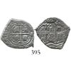 Image 1 : Potosi, Bolivia, cob 1 real, 1662E. S-P37a; KM-13; CT-1062. 2.4 grams. Good full cross, full crown a