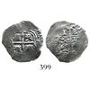 Image 1 : Potosi, Bolivia, cob 1 real, 1668E. S-P37b; KM-23; CT-704. 2.0 grams. Good cross, one full pillar, w