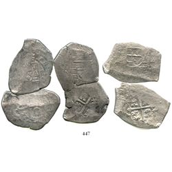 Lot of 3 Mexico City, Mexico, cob 8 reales, Philip V, assayers not visible. KM-47. 72.6 grams total.