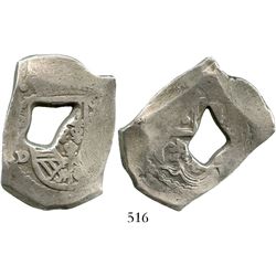 Mexico City, Mexico, cob 8 reales, Philip V, assayer D, with large natural bubble-hole. S-M23a; KM-4