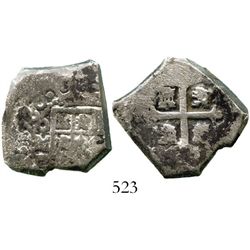 Mexico City, Mexico, cob 4 reales, 1730R. S-M24; KM-40a; CT-1026. 13.2 grams. Thick, square flan wit