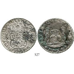 Mexico City, Mexico, pillar 8 reales, Philip V, 1734MF. KM-103; CT-778. 25.2 grams. Bold XF details,