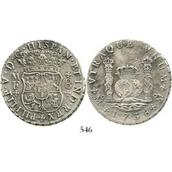 Mexico City, Mexico, pillar 8 reales, Philip V, 1738MF. KM-103; CT-783. 25.2 grams. AXF details with