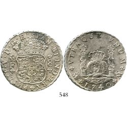 Mexico City, Mexico, pillar 8 reales, Philip V, 1740MF. KM-103; CT-790. 26.7 grams. Lustrous and cor